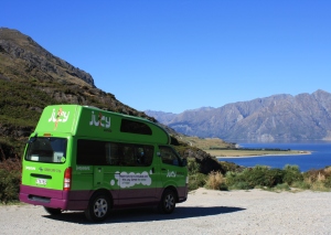 Our Jucy Condo parked along Lake Hawea